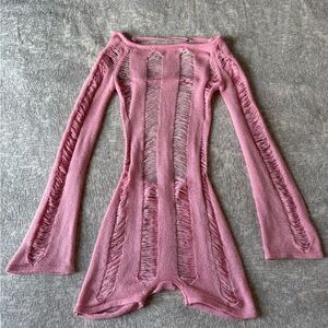 Pink Distressed Knit Romper